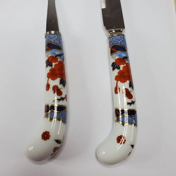 Vintage Prill Sheffield England Porcelain Handles Cutlery Cheese Set Stainless - Picture 6 of 9